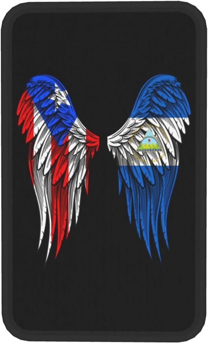Auto Center Console Pad Puerto Rico Porto Rico Puerto Rican and Nicaragua Nicaraguan Flag Wings Car Armrest Cover Armrest Seat Handrail Box Cover Cushion Universal Decoration Protector Accessories