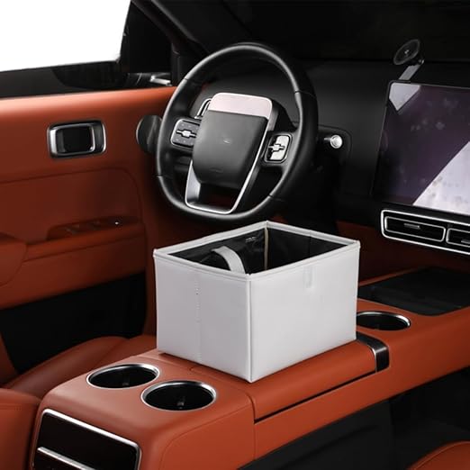 AOWIS Car Trash Can, Leak-Proof Waterproof Trash Bin Collapsible Portable Auto Garbage Bag Large Capacity Trashcan Storage Bag Multipurpose Car Organizer Hanging (White)