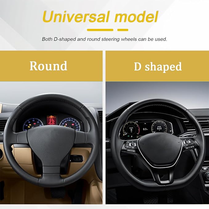 HZEL Car Steering Wheel Cover, 15 Inch PU Leather Breathable Anti-Slip Vehicle Steering Wheel Protecter with Inner Ring, Automotive Interior Accessories, Universal for SUV Sedan Truck (Beige)