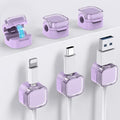 AhaStyle 6 Pack Magnetic Cable Organizer [1s Lock] Cord Holders Clips Strong Adhesive Cord Keeper [Smooth Adjustable] Hide Wire Cord Organizer for Nightstand Kitchen Car Office (Lavender)