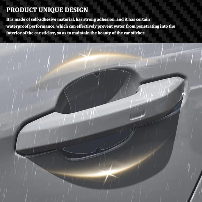 4PCS Car Door Handle Cup Scratch Protectors, Carbon Fiber Anti-Scratches Car Door Cup Protector, Universal Door Handle Protective Film, Car Door Handle Paint Cover Guard Pad for Most Car Handles