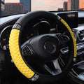 WLERIR Microfiber Leather Steering Wheel Cover with Anti-Slip Lining Universal Car Accessory for Steering Wheel with a Diameter of 14.5-15 inch (Yellow)