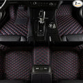 Custom Car Floor Mats Fit 96% Car Model Luxury Leather Waterproof Anti-Skid Full Coverage Liner Front Rear Mat/Set (Black Red Line)