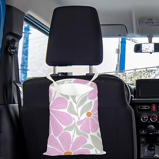 Pykfrhh Abstract Floral Car Trash Can, Car Trash Bag Hanging, Waterproof Cars Back Seat Hanging Organizer and Storage Trash Bags for Vehicle Travelling Camping
