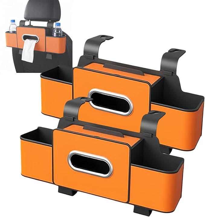 EZNFSW Car Organizers and Storage Box Behind Seat, Car Organizer Back Seat With Multiple Pockets, Hanging Car Seat Storage Travel Essentials, Snacks, Bottles (Orange,2pcs)