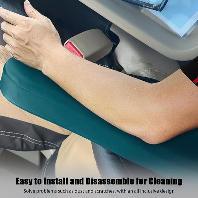 Smeyta 2PC Car Front Seat Armrest Covers,Universal Size Seat Arm Rest Cover,Flat Cloth Fabric Armrest Cover,Car Interior Accessories(Green,1Pair)