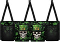 St. Patrick Day Skull Car Trunk Organizer for Women Men Hanging Suv Trunk Organizer Green Leaves Foldable Cargo Bag,4 Compartments,Frees Trunk Floor