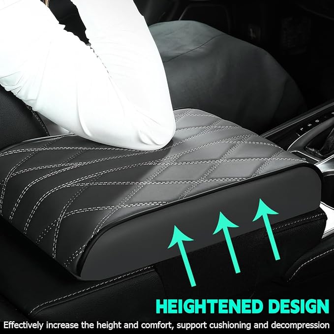 Mandark Car Center Console Cover, Soft Leather Memory Foam Automotive Armrest Seat Box Cushion Pad, Waterproof Comforable Vehicle Arm Rest Mat Accessories, Universal for RV, SUV, Truck (Coffee)