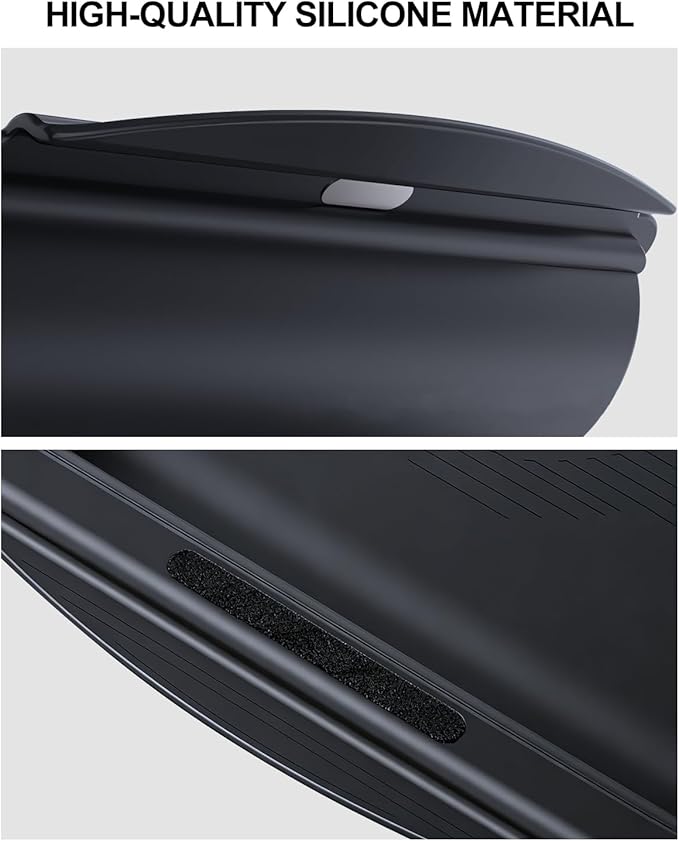 for Tesla Rear Trash Can Model Y Juniper Accessories 2025 2026 Center Console Organizer with Anti-Slip Lid Cover Model Y Floor Storage Box Garbage Bin Silicone Backseat Storage Box Black