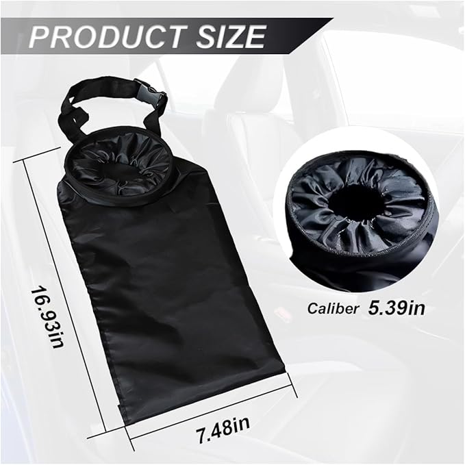 Car Trash Bag, Hanging Car Garbage Can with Elastic Opening, Portable Waterproof Collapsible Trash Can for Back Seat, Automotive Storage Organizer for Home, Outdoor (2PCS)