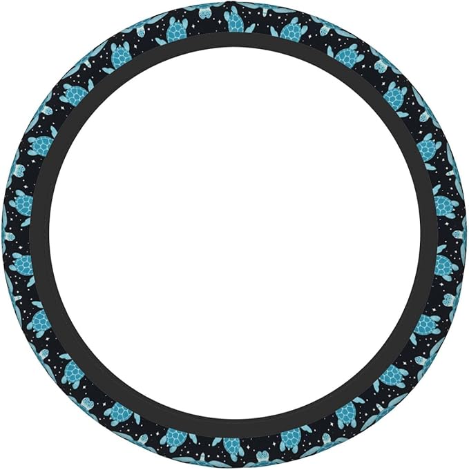 Tortoise Sea Turtle Pattern Neoprene Steering Wheel Covers Women Men Car Accessories, Universal 15 Inch Fit Auto, Suvs, Truck