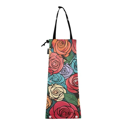 ALAZA Hanging Car Trash Bags Garbage Bag Trash Can for Back Seat Small Roses Abstract Washable Storage Bag Retractable 2 Pack