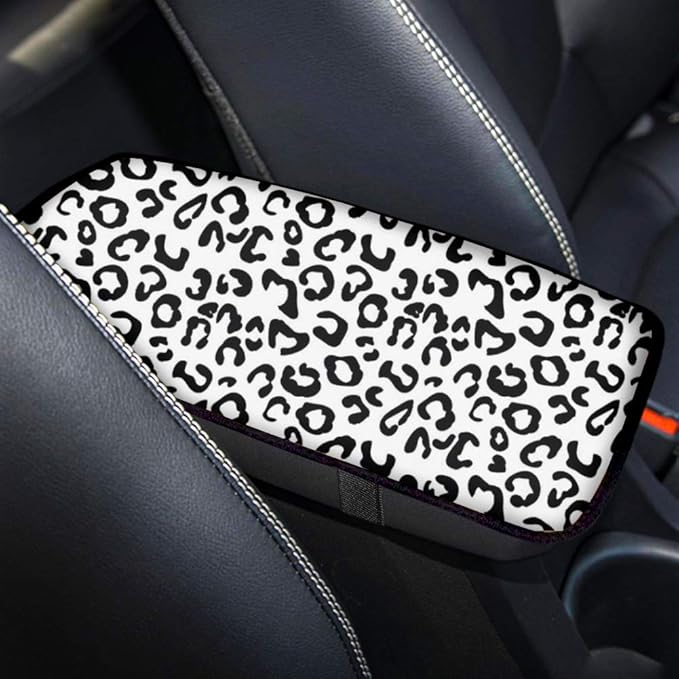 Universal Car Center Console Arm Rest Cushion Leopard Auto Armrest Cover Pad Protector Fit for Most Sedan SUV Truck