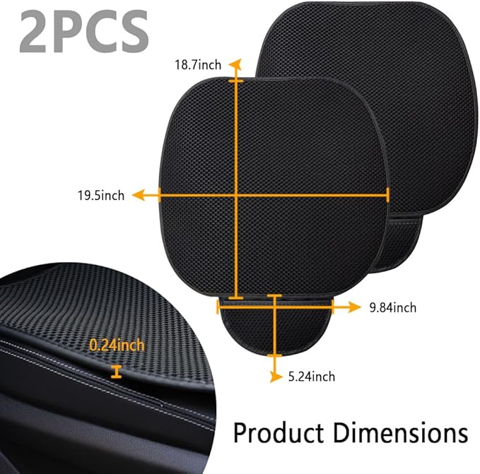 Extra Large 19.5" Car Seat Cushion for CCar Seat Driver Long Sitting,Breathable Comfort Car Cushion,Anti Slip CCar Seat Protector for Driving Travel 2Pcs