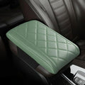 Car Center Console Cover Nappa Leather Memory Foam Armrest Box Seat Box Cushion Protector Pad Comfortable Height Increase Universal for Car Truck SUV (Diamond,Green)