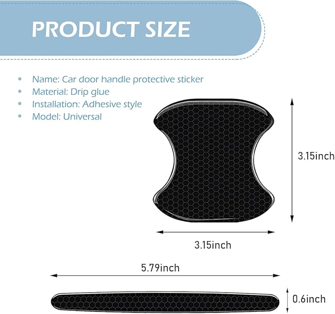8 PCS Car Door Handle Protectors, Car Door Handle Scratch Protector Sticker, Universal for Most Cars (Black)