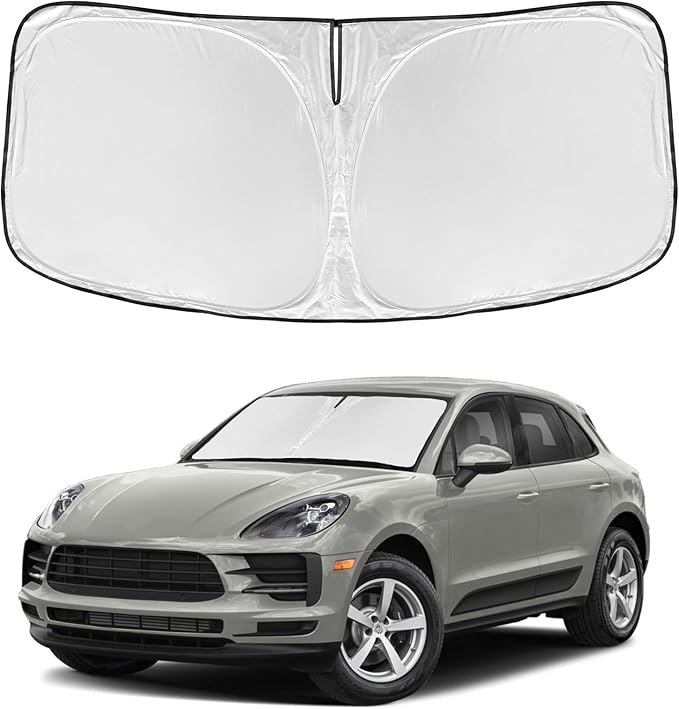 for Porsche Macan 2014-2024 2025 2026 Windshield Sun Shade - 4 Layers Car Sunshades for Front Windows Shade Cover Custom Fit Macan Sun Visor 240T Retractable Shade Blocks UV Rays Car Accessories