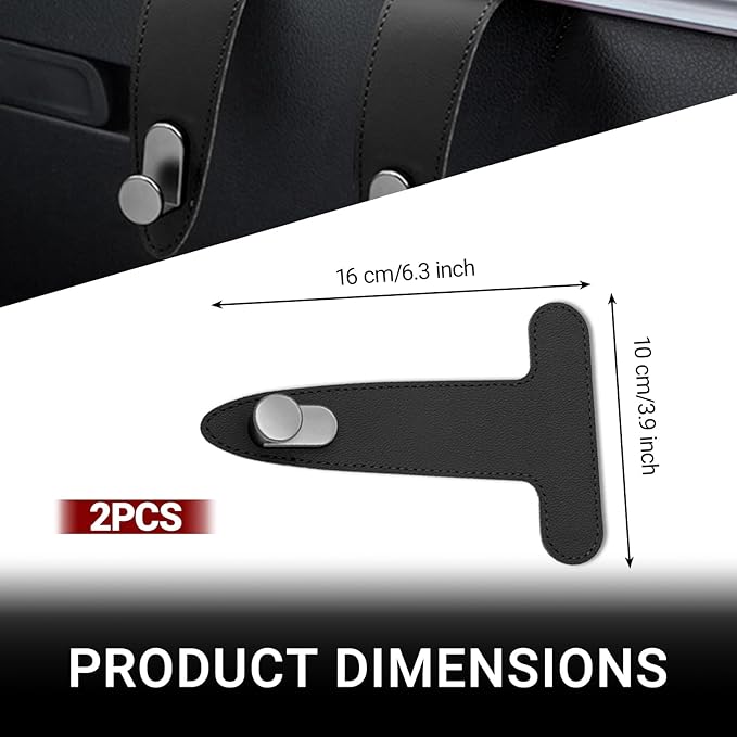 Guyakysk 2 Pack Black Purse Hook for Car Co-Pilot Glovebox, Self-Adhesive Car Glove Box Bag Hanger Holder Leather, Universal Interior Seat Back Storage Hook Accessories for Umbrella (Single)