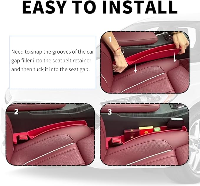 2PCS New Car Seat Gap Filler with 2 Storage Areas,Stylish Car Seat Gap Storage for Stabilizing Phone,Keys Wallet,Universal Car Seat Gap Filler Organizer Interior Accessories (Carbon Black)