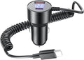 66W Car Charger for iPhone 17/16 Pro Max,PD & QC3.0 Super Fast Car Adapter with 5FT USB C Coiled Cable for iPhone 17/16/15 Pro Max,iPhone 17 Air,iPad Pro,Samsung Galaxy S25/S24/S23,Pixel 10,Android