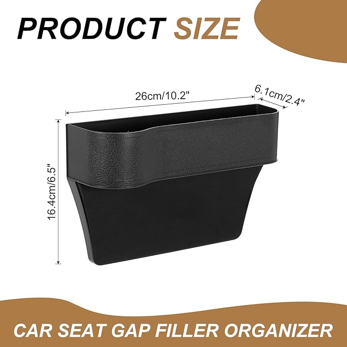 HARFINGTON Car Seat Gap Filler Organizer 10.2 x 6.5 x 2.4 Inch ABS Universal Car Organizer Storage Box Between Seat and Console (Left) with Cup Holders for Phone Sunglasses Keys, Black