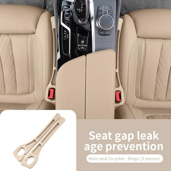 Mtverver Car Seat Gap Filler Organizer Universal Fit Car SUV Truck Console Side Plug Strip Stopping Phone Key from Falling, Pack of 2 (Beige)