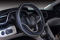 Mayco Bell Small Size Steering Wheel Cover Anti-Slip,Safety,Soft,Breathable,Durable,Full Surround,Comfortable Grip Microfiber Leather (14-14.25 inch, Black White)