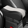 Car Armrest Cushion, Memory Foam Auto Center Console Armrest Pillow Pad with Storage Bag, Breathable Leather Middle Console Protective Pad with Phone Holder Relieve Elbow Pressure (WhiteGray)