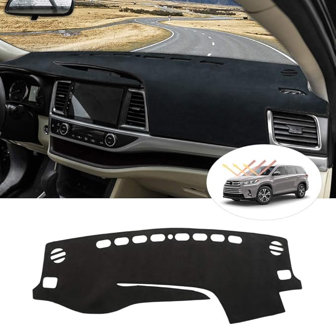 CARTIST Dashboard Cover Mat for 2014-2017 2018 2019 Toyota Highlander Accessories Dash Cover Suede Dash Mat Sunshade Glare UV Rays Protector