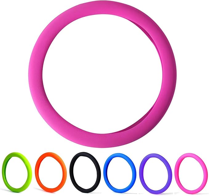 30% Thicker Universal Stretchy Silicone Steering Wheel Cover for 14” 15” 16” Wheels - Anti-Slip Grip & Enhanced Control for Men & Women, All Weather Protection (Rose red)