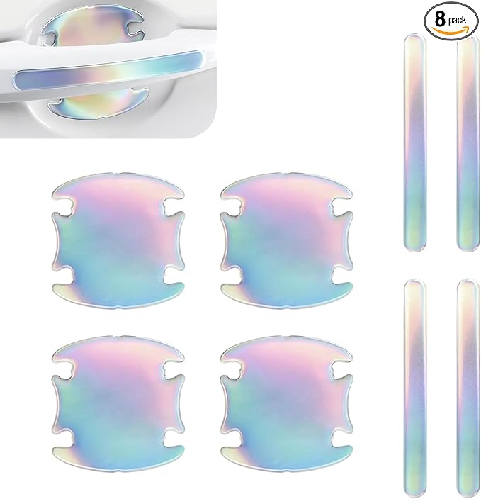8 PCS Car Door Handle Protector Stickers, Anti-Scratch Door Bowl Paint Guard Stickers, Self-Adhesive Car Doors Paint Protective Film, Universal for Most Cars (Multicolored)