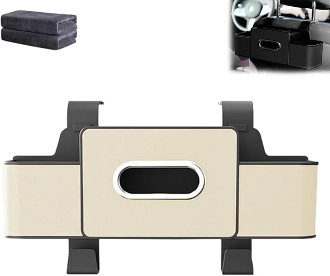 Car Organizers And Storage Box Behind Seat, Multifunctional Car Seat Back Storage Box, Large Capacity Backseat Hanging Organizer With Cup Holder & Hooks, For Road Trips & Daily Driving (White)