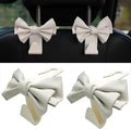 Car Purse Hook for Car 2 Pcs White Cute Bow Car Seat Headrest Hook ,Cute Bow Shaped Vehicle Backseat Storage Hooks, Car Seat Storage Organizer Bag Hooks for Wallets,Coats,Umbrellas,Car Accessories