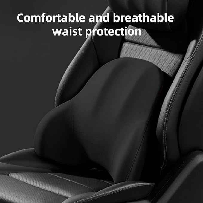 Car Headrest Lumbar Support Cushion for Toyota Corolla Cross 2022 2023 2024, Ergonomic Car Seat Headrest Cushion for Neck Back Pain Relief Memory Foam Breathable Removable Cover for Office Chair Car