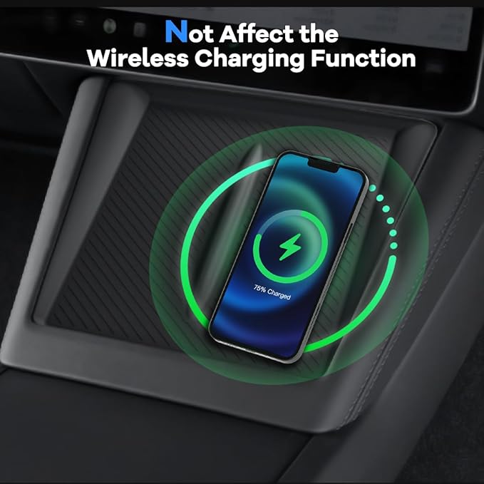 Non-Slip Center Console Wireless Charging Silicone Mat for Tesla Model Y Juniper Refresh 2025 2026 - Tesla Model Y Juniper Accessories, Compatible with 2025/2026 Model Y Juniper Console
