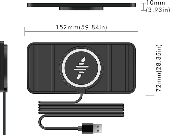 Wireless Car Charger Pad, LANSEMKU 15W Fast Car Wireless Charging Pad for Car Center Console DIY Trim-to-Fit, No Interior Damage,for iPhone 16 15 14 13 12 Pro Max, Samsung S23 S22 (30cm Cable)