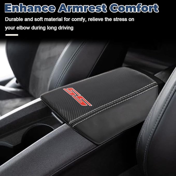 BOYOUS Armrest Cover Center Console Pad Full Protection Console Leather Arm Rest Interior Accessories Fit for Chevrolet Camaro 2010-2015-Carbon Fiber