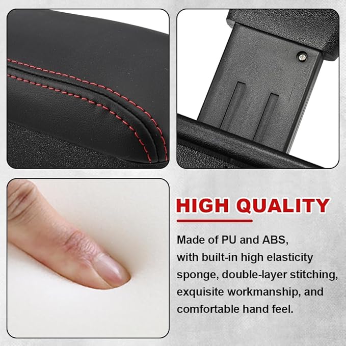 Automotive Armrests, Car Seat Gap Filler Organizer, Car Middle Center Console Arm Rest Cushion Extender with Cup Holder, Forearm Wrist Support Pad Adjustable Lift Elbow Tray (Black red line)