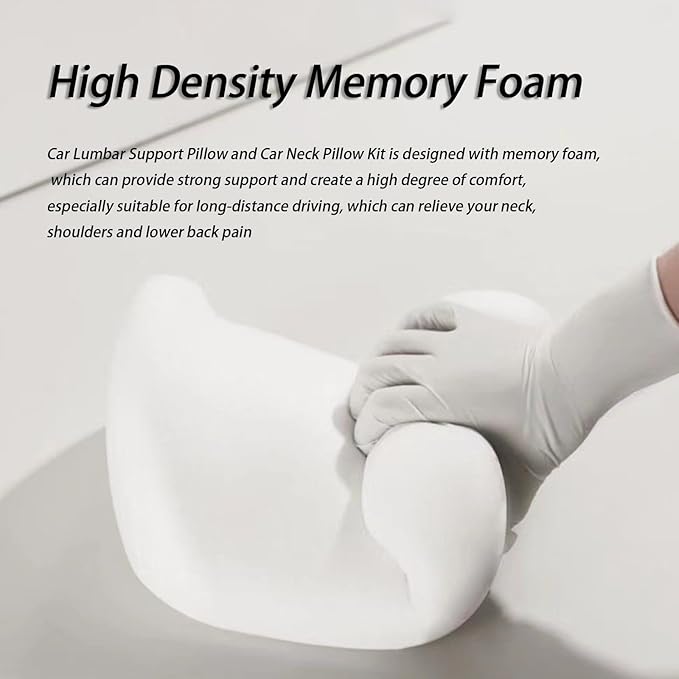 Car Lumbar Support Pillow and Car Neck Pillow Kit for Mercedes Benz GLC 200 200d 220d 260 300 300d 300e 300de 400d, Car Seat Neck Back Rest Pillows, Ergonomic Car Seat Headrest & Lumbar Cushion