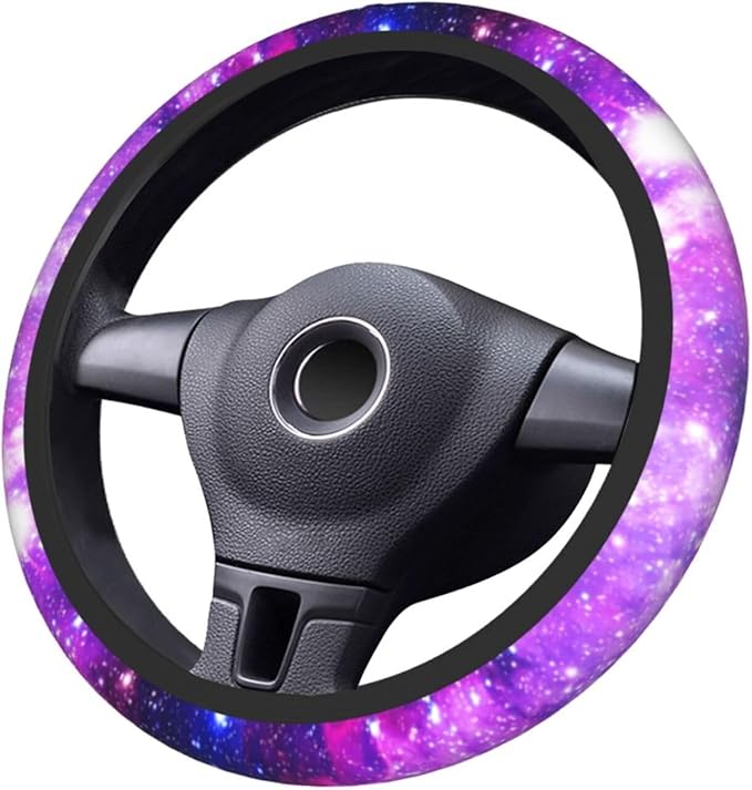 Purple Galaxy Steering Wheel Cover for Women Men Girls Car Accessories Decor Anti-Slip Neoprene Auto Steering Wheel Covers Protector Universal 15 Inch