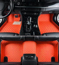 Custom Leather Car Mats, Vehicle-Specific Fit All-Weather Floor Mats, 100% Waterproof Anti-Slip Durable Protection for SUV Truck Sedan, Precision Tailored Protection (Orange car mat)
