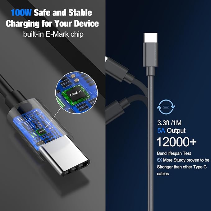 140W USB C Car Charger, Super Fast Charging for iPhone 17 Pro Max/16/MacBook Pro/Air/Samsung S25, Drone, Laptop, Starlink Mini, PD3.1&PPS 45W Type C Cigarette Lighter Adapter with a 100W E-Mark Cord