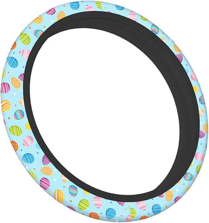 Swono Easter Eggs Steering Wheel Cover, Colorful Easter Eggs Breathable Auto Car Steering Wheel Cushion Case for Men Universal 15 Inch Steering Wheel Protection