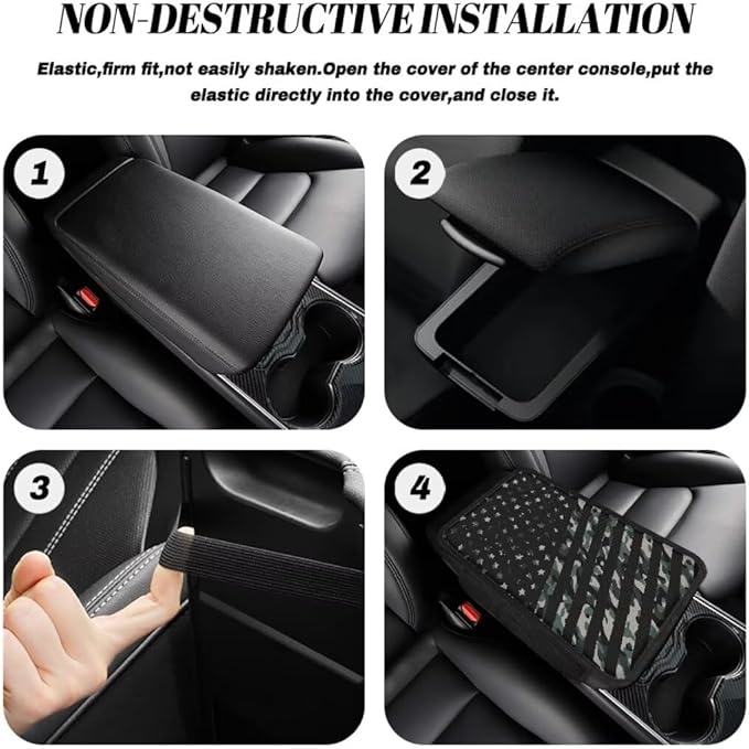 Boatee American Flag Auto Armrest Cover Car Center Console Cover Arm Rest Mat for Car Console Organizer Comfortable Center Console Cushion Pad Vehicle Interior Protection Armrest Cover Protector Black