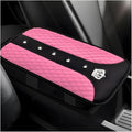 Bling Crown Car Center Console Mats, Anti-Slip and Waterproof Crystal Car Armrest Pad Protector, Universal Rustproof Armrest Decor Cushion for Cars & SUVs, Car Accessories (Pink)