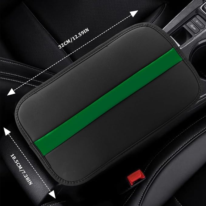 Car Center Console Cushion Pad, Arm Rest Cover for Car, Leather Waterproof Auto Armrest Seat Box Protector, Auto Armrest Storage Box Accessories Fits for Most Vehicles, SUVs, Trucks (Green)