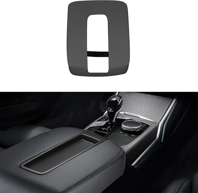 AOMSAZTO Console Covers for 2007-2014 Chevy Silverado/Tahoe/Suburban/Avalanche | GMC Sierra/Yukon/Yukon XL Armrest Covers Leather Black with Black Stiches