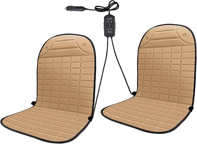 2-Pack Seat Cushion - Comfortable Winter Seat Cushion with Adjustable Buckle for Full Back and Seat (Khaki)