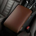 Car Center Console Cover Nappa Leather Memory Foam Armrest Box Seat Box Cushion Protector Pad Comfortable Height Increase Universal for Car Truck SUV (Glossy,Coffee)