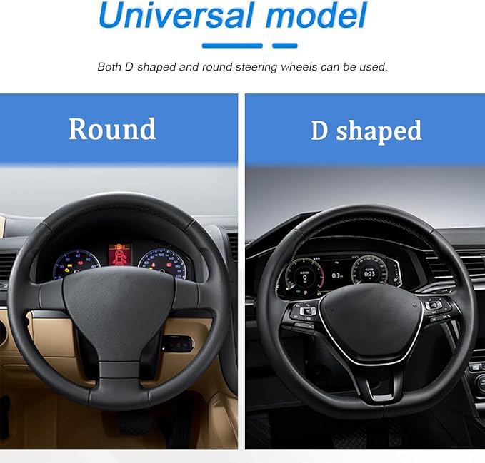 Car Steering Wheel Cover, 14.5"-15" Leather Anti-Slip Sporty Vehicle Steering Wheel Protector, Soft Breathable Auto Interior Decoration Accessories, Universal for SUV Truck Sedan (Wine Red)